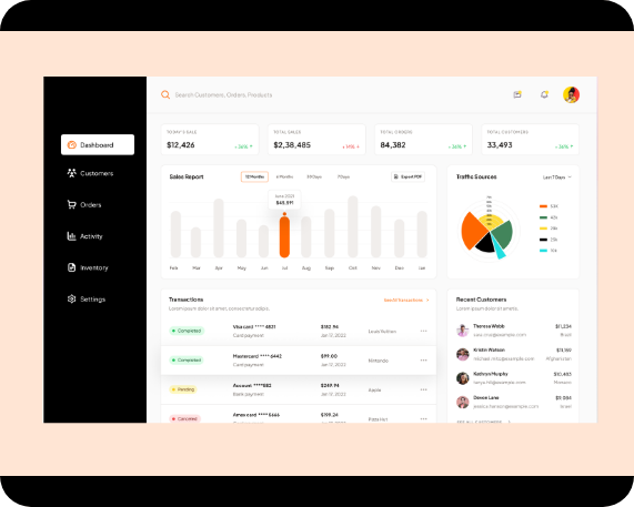 white label marketplace software Dashboard