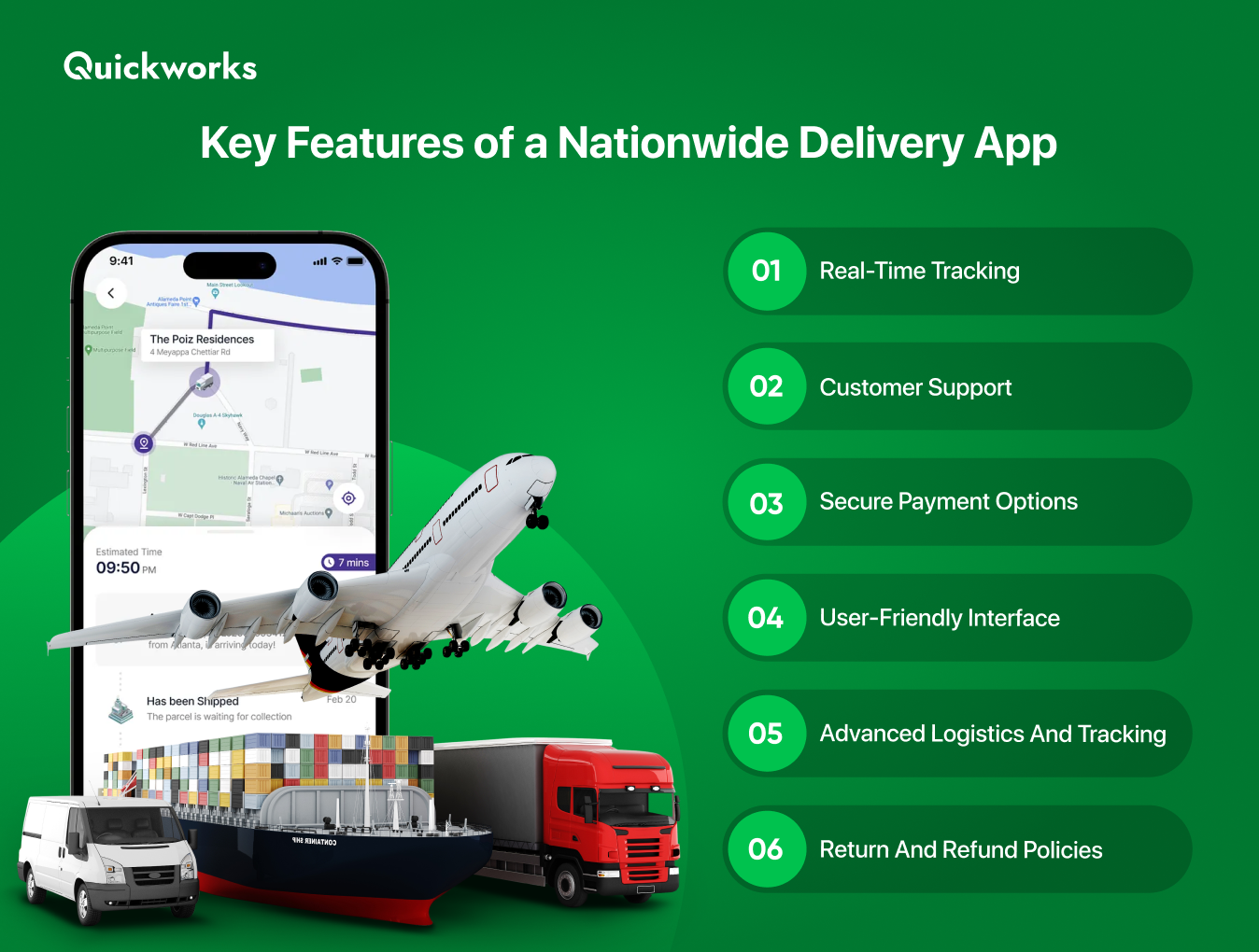 Nationwide delivery app features 