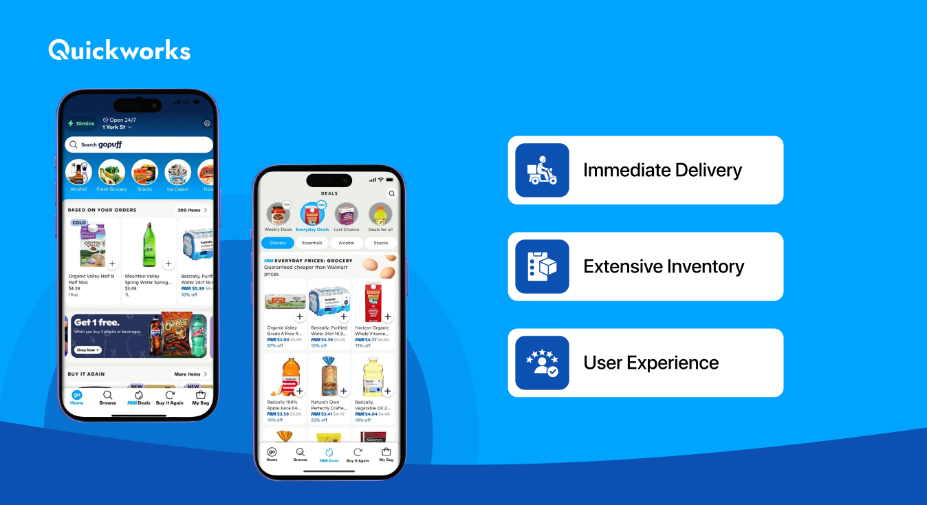 Key features of gopuff app 
